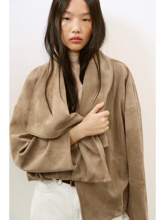 Zara Jackets & Blazers - ZARA FAUX SUEDE WRAP JACKET